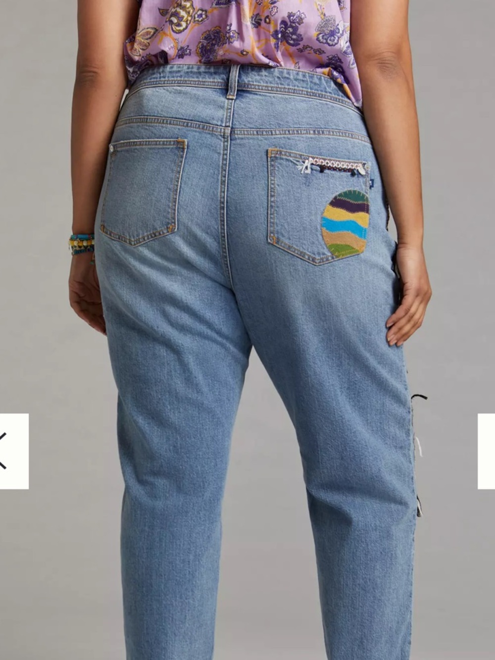 Anthropologie Pilcro The Slim Boyfriend Embroidered Patchwork Jeans - Picture 14 of 15